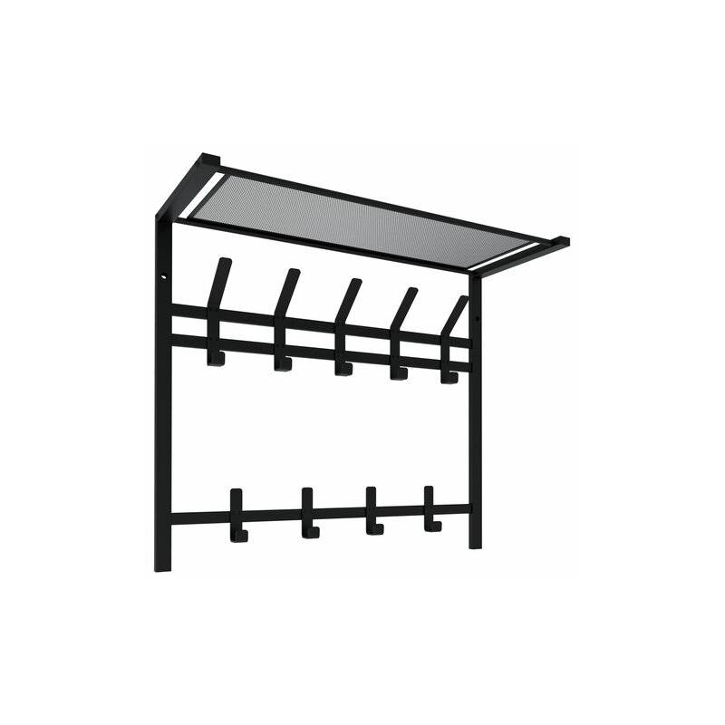 Вешалка настенная с полкой 2 яруса "Торонто-22", 585х670х270 мм, 9 крючков, металл, черная, ВСПТ22 Ч главное фото